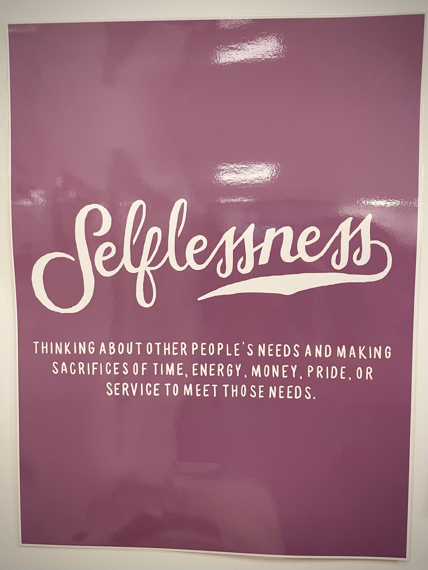 The Monthly Theme is Selflessness